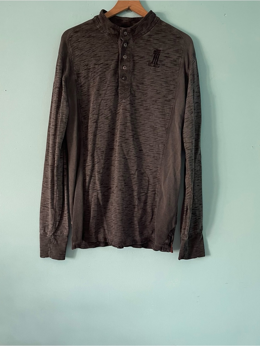 Harley-Davidson Wing #1 Mock Slub Long Sleeve Henley Shirt M Motorcycle Waffle